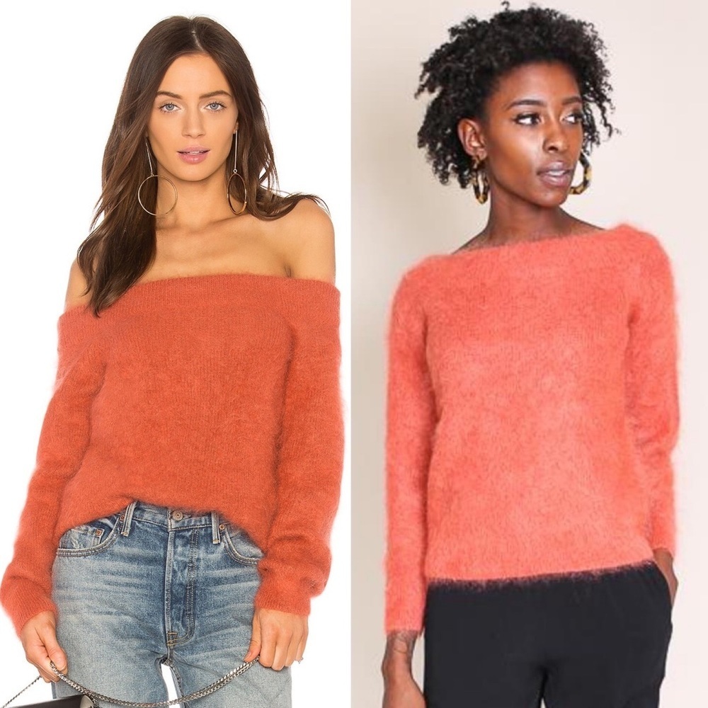 Tanya Taylor Finley Mohair Sweater in Terracotta, Size Small
